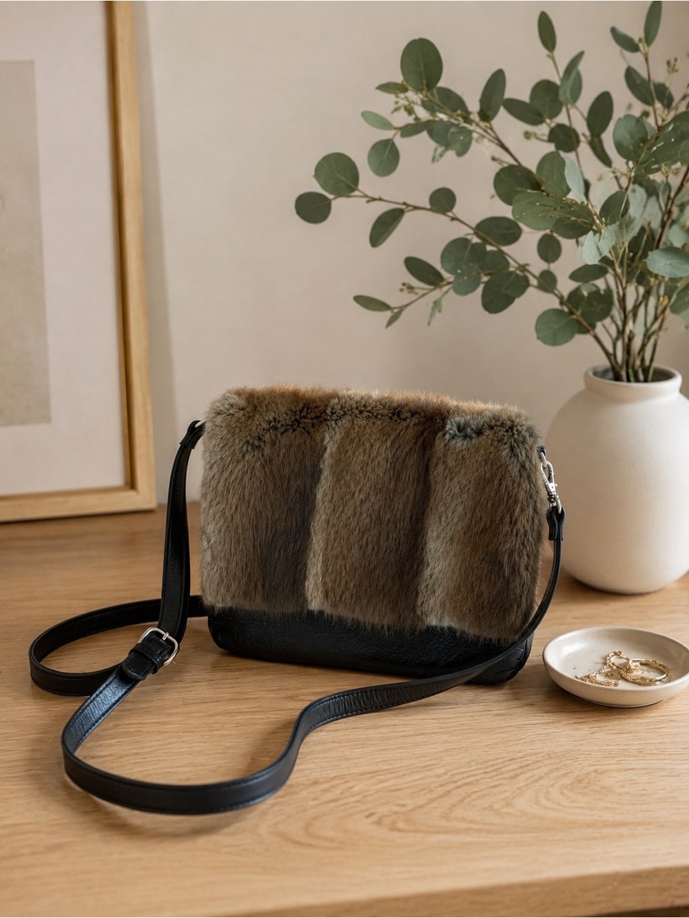 Vintage Genuine Leather & Fur Bag